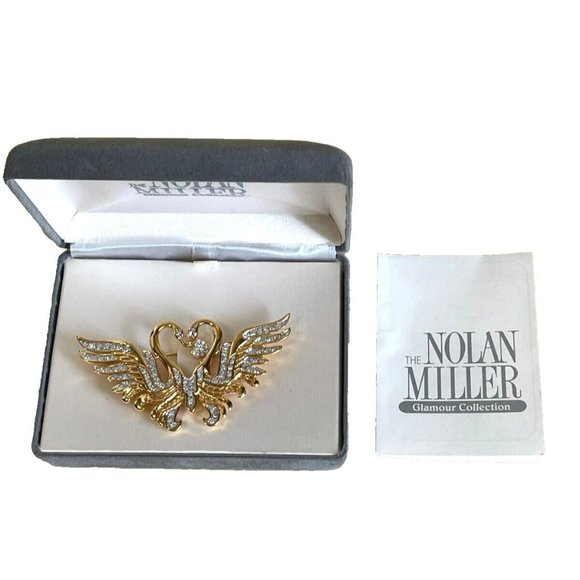Nolan Miller Jewelry - Valentine Nolan Miller Kissing Swans Heart Shaped Sparkling Faceted Crystals Box